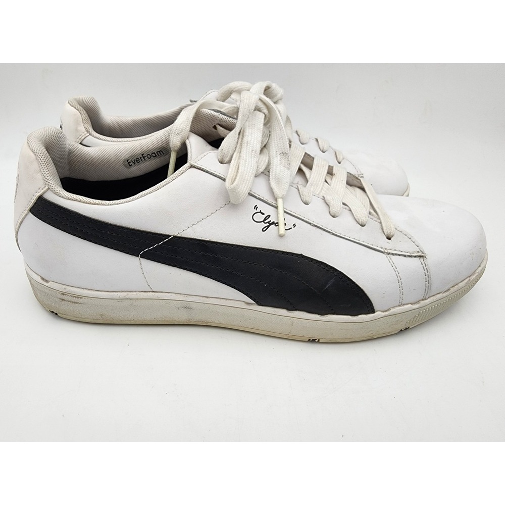PUMA Clyde Golf Sneakers Spikeless Mens Size 11 White Black Leather Lace Up - Picture 8 of 13